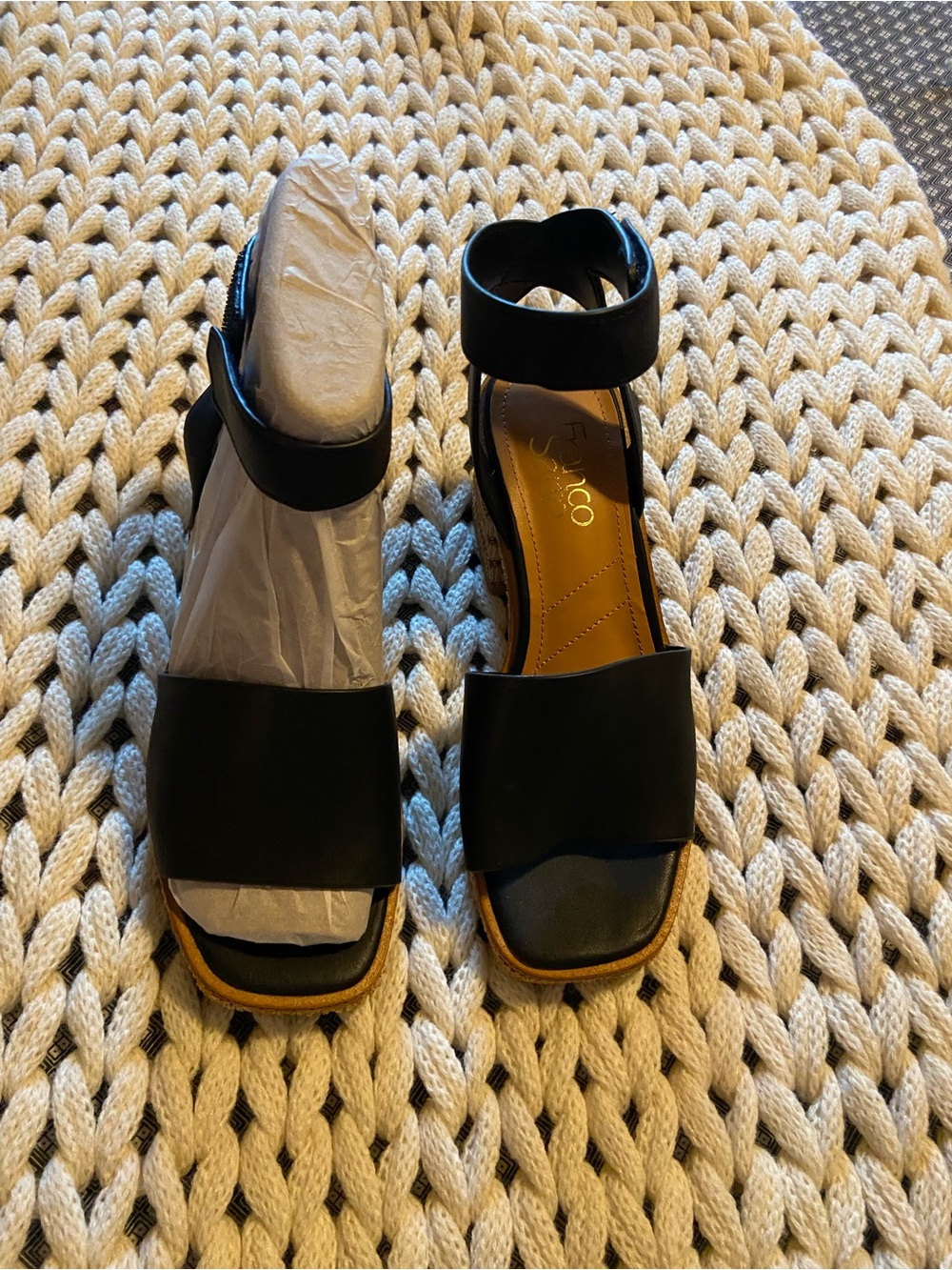 Black Leather Ankle-Strap Sandals
